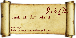 Jambrik Árpád névjegykártya