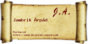 Jambrik Árpád névjegykártya